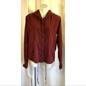 LA Hearts Jacket Hooded Soft Burgundy Light Weight Full Zip